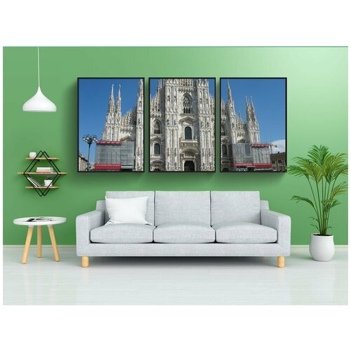 фото Набор модулных постеров для интерьера "миланский собор, милан, кафедральный собор" 60x90 см. в тубусе, без рамки lotsprints