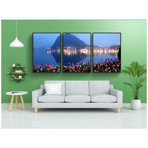 фото Набор модулных постеров для интерьера "лугано, тичино, сан-сальваторе" 60x90 см. в тубусе, без рамки lotsprints