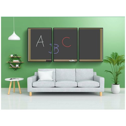 фото Модульный постер "abc, алфавит, доска" 180x90 см. из 3х частей в тубусе, без рамки lotsprints