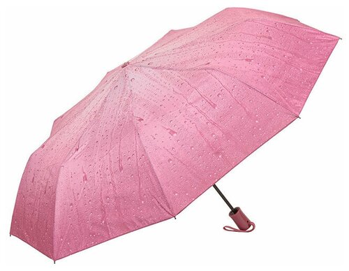 Зонт Rain Lucky, полуавтомат, 3 сложения, купол 96 см, 9 спиц, система «антиветер», для женщин, розовый