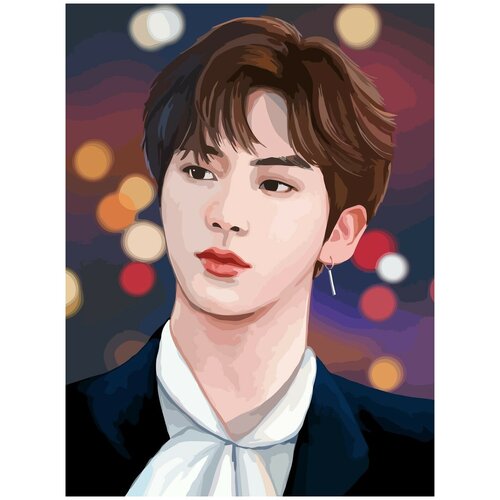 Картина по номерам на холсте kpop bts jin Ким Сокджин - 2316 30X40 пазл картонный 39 5х28 см размер а3 300 деталей модель kpop bts jin ким сокджин 2316 п