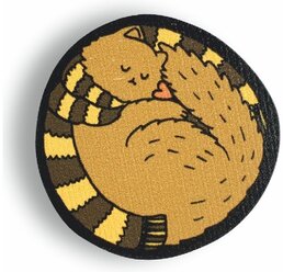 Брошь/значок Woodslot Тёплый котик подарок, украшение, аксессуар, деревянный