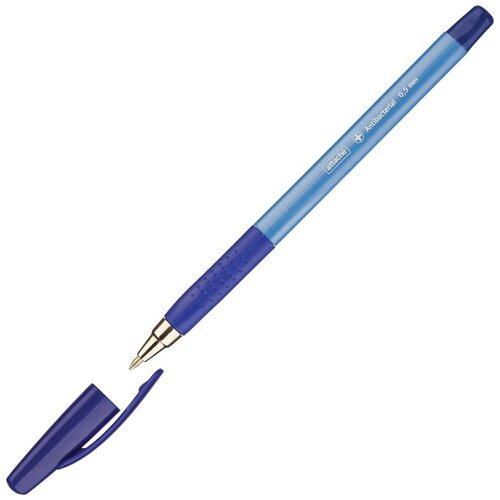 Ручка шариковая масляная Attache Antibacterial, треугольный корпус, манжета, 0,5 мм, синяя