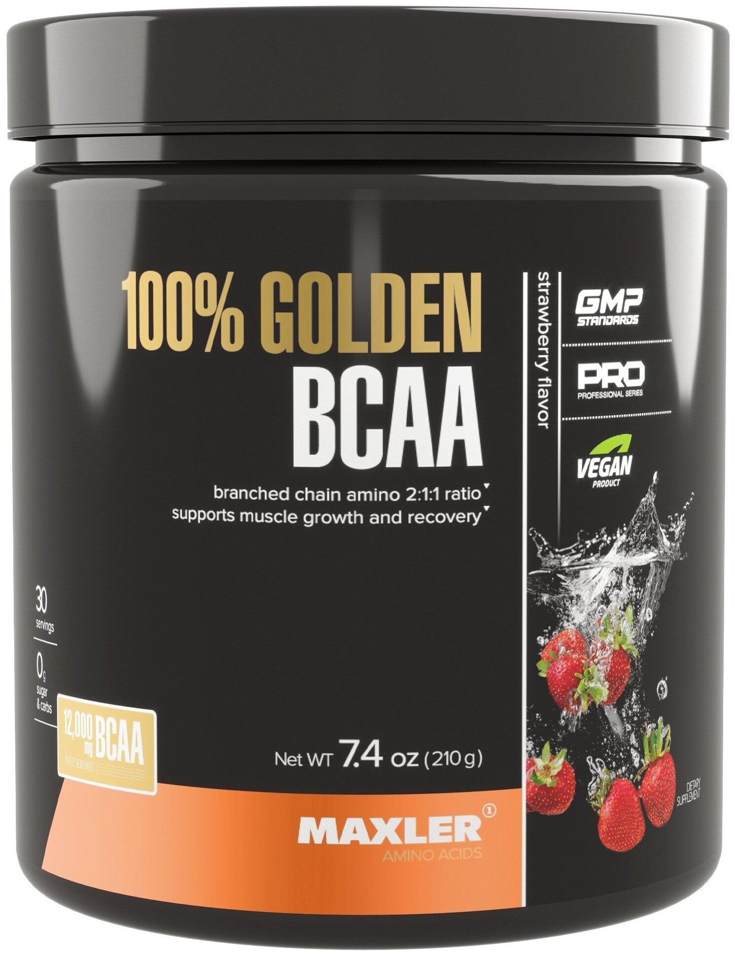 Бсаа MAXLER (USA) Незаменимые аминокислоты Golden BCAA 210 г, Клубника