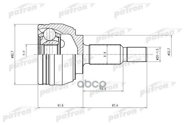 Шрус Наружн К-Кт 25x53x33 Renault: Scenic Ii/Megan Ii/Grand Scenic 02- PATRON арт. PCV1519