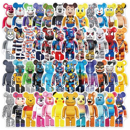 Наклейки Bearbrick, фигурки в виде медведей, современное искусство водостойкие 50шт (3-6см)