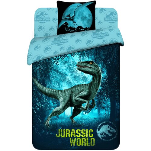 Постельное белье для детей и подростков Jurassic World (Парк Юрского периода) из поплина 1,5 спальный с наволочкой 70х70 см