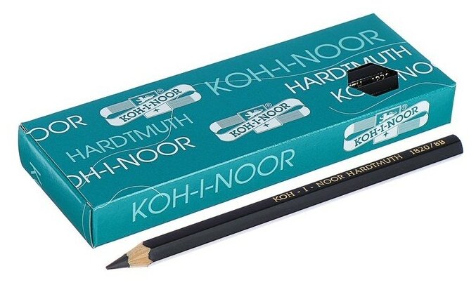 Карандаш утолщенный чернографитный 5.6 мм, Koh-I-Noor Jumbo Black Star 1820 8B, L=175 мм