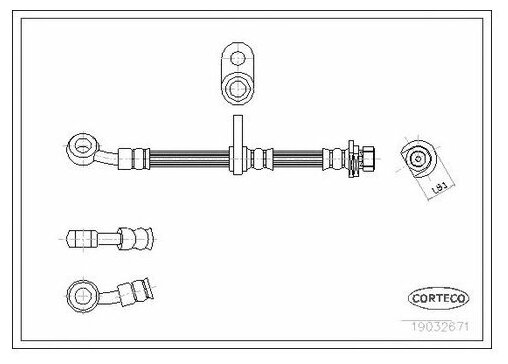 Тормозной Шланг Передний L [435mm] Honda Cr-V 1 95-02 Corteco арт. 19032671