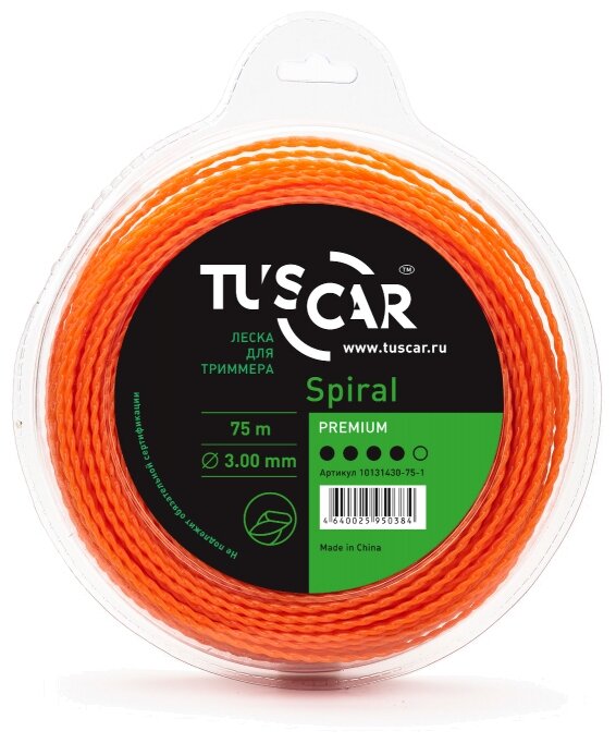 Леска для триммера Spiral, Premium, 3.0 мм, 75 м TUSCAR 10131430-75-1