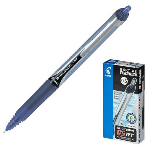 Купить Ручка-роллер автоматическая PILOT Hi-Tecpoint V5 RT, узел-игла 0.5мм, линия 0.25мм, чернила синие