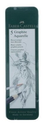 Карандаши акварельные чернографитовые Faber-Castell HB 2B 4B 6B 8B в металлической коробке 5 шт. - фото №5