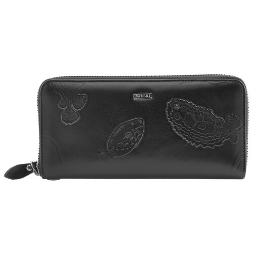 Кошелек Valeri, натуральная кожа, молния, 5 отделений для банкнот, отделение для карт, черный