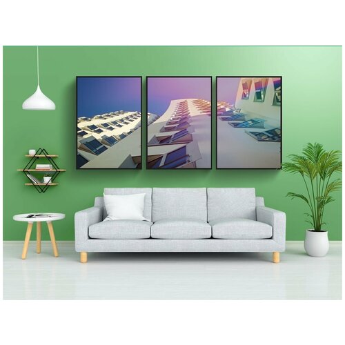 фото Набор модулных постеров для интерьера "небоскреб, архитектура, дюссельдорф" 60x90 см. в тубусе, без рамки lotsprints