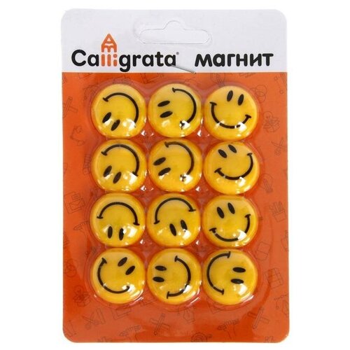 Магниты для доски Смайл d - 2 см набор 12 штук блистер Calligrata 430₽