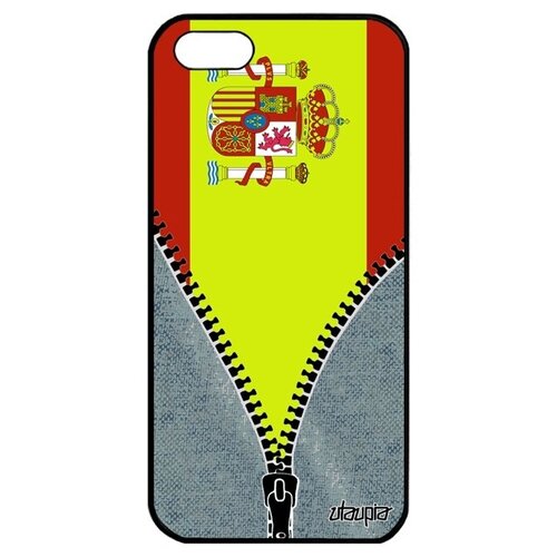 фото Дизайнерский чехол для мобильного // iphone 5 5s se (2016) // "флаг испании на молнии" дизайн страна, utaupia, серый