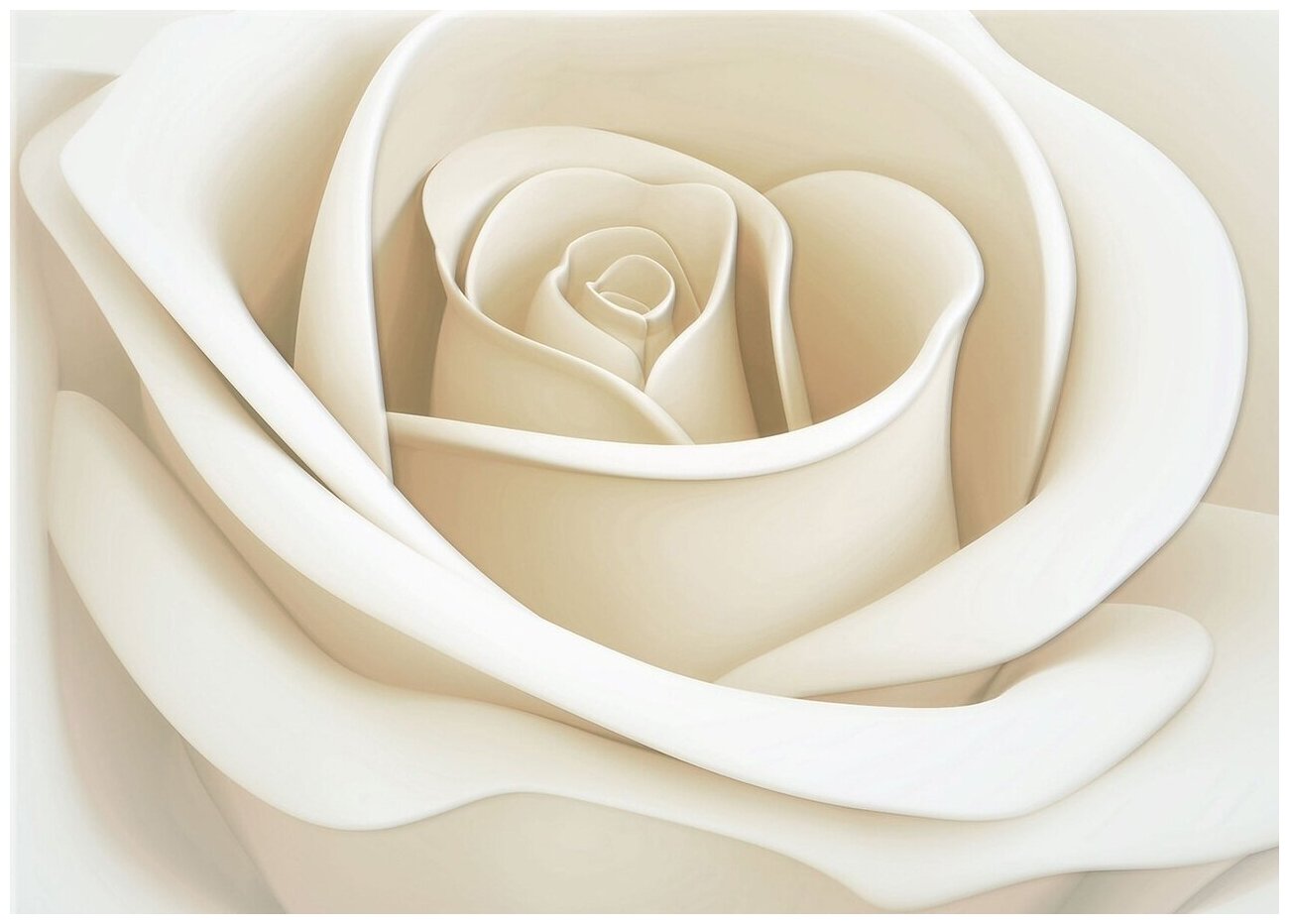 Бутон белой розы фарфор 3D - Виниловые фотообои, (370х265 см)