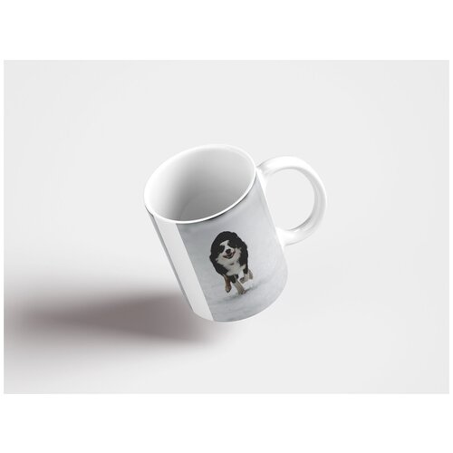 фото Кружка "бордер- колли, зима, снег 320 мл. белая lotsprints