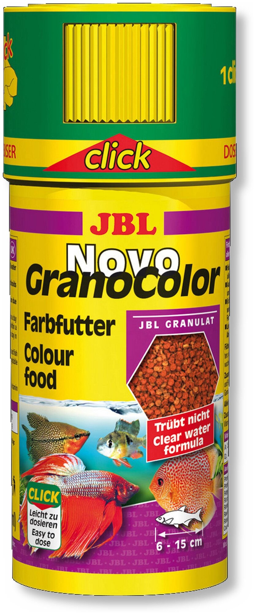 JBL NovoGranoColor CLICK - Осн. корм д/ярк. окраски акв. рыб, гранулы, 250 мл (118 г) - фотография № 6