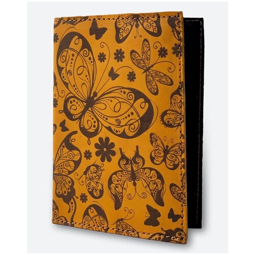 Обложка для паспорта KAZA Орнамент Бабочки черный