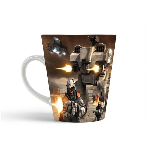 фото Кружка-латте coolpodarok battlefield 2142 солдаты и турели выстрелы шатл в небе