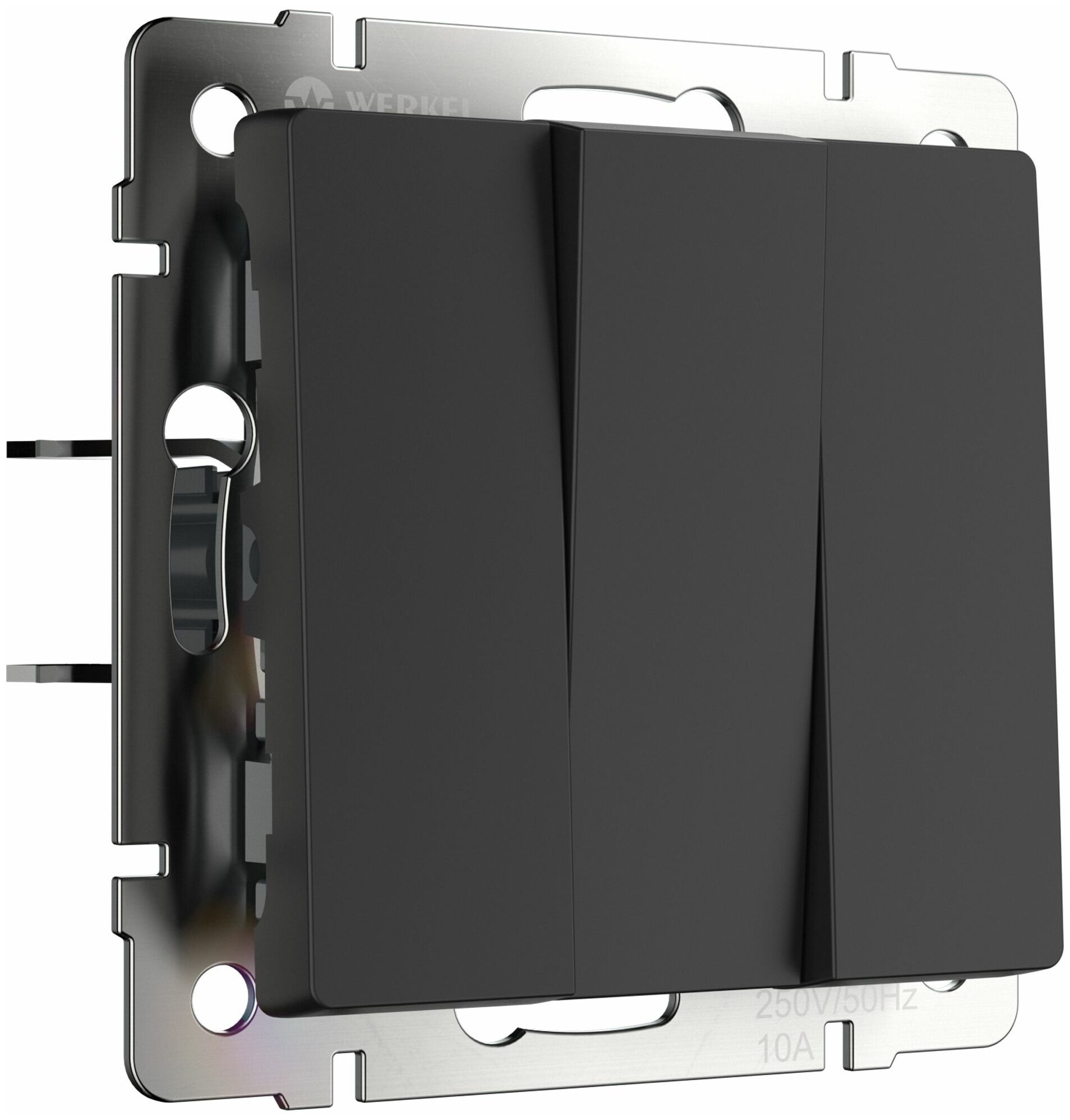 Встраиваемый выключатель трехклавишный Werkel W1130008 черный матовый IP20
