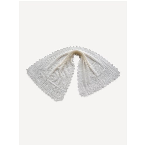 Платок Оренбургский пуховый платок, пух, вязаный, ручная работа, 150х60 см, белый