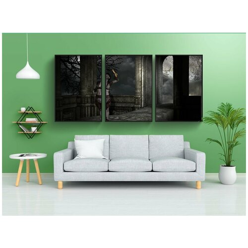 фото Набор модулных постеров для интерьера "разорение, луна, ночь" 60x90 см. в тубусе, без рамки lotsprints