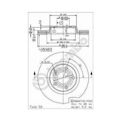 фото Brembo 09719611 диск тормозной передн. с уф покрытием audi a4 8d2 b5 11/94-09/01 / audi a4 8e2 b6 11/00-12/04