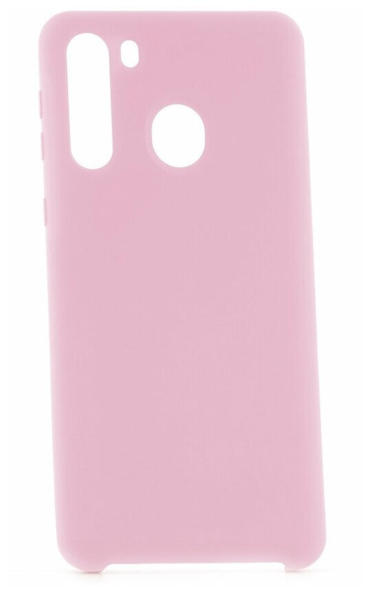 Чехол на Samsung Galaxy A21 Derbi Slim Silicone-2 светло-розовый, противоударная пластиковая накладка, силиконовый бампер с защитой камеры, кейс