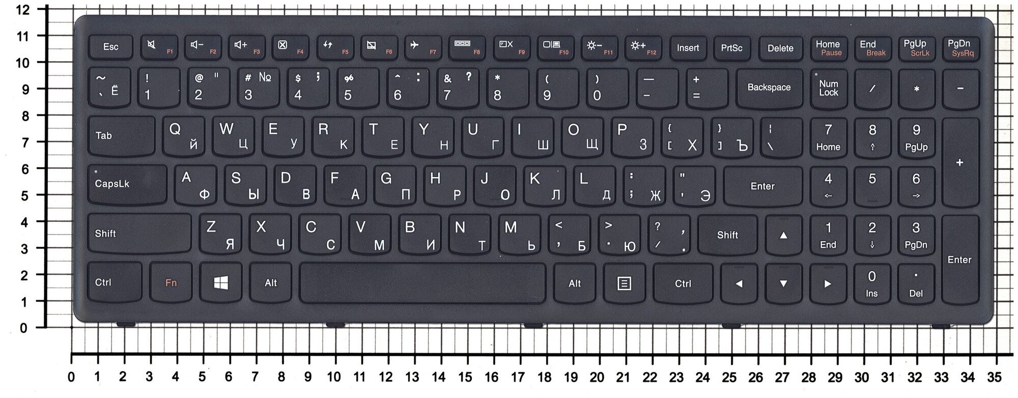 Клавиатура для ноутбука Lenovo 25211020 черная с рамкой
