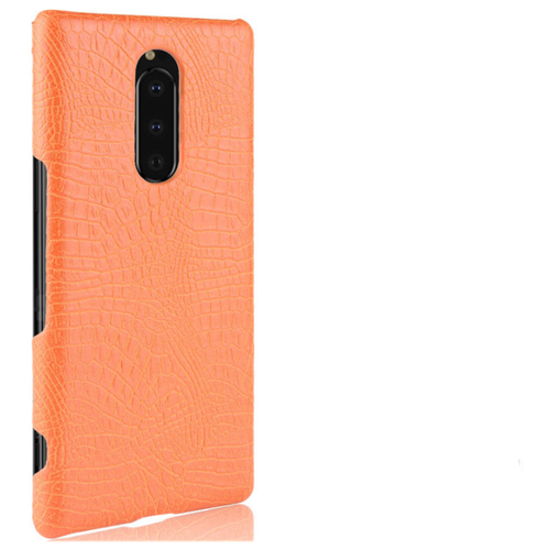 Чехол-накладка MyPads на Sony Xperia 1 (J9110) /Sony Xperia XZ4 элегантный тонкий на пластиковой основе с дизайном под кожу крокодила оранжевый