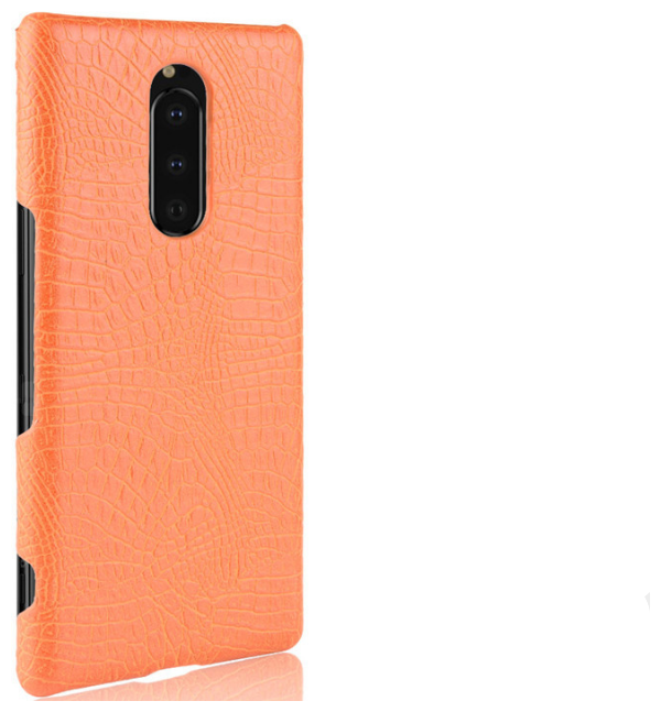 Чехол-накладка MyPads на Sony Xperia 1 (J9110) /Sony Xperia XZ4 элегантный тонкий на пластиковой основе с дизайном под кожу крокодила оранжевый