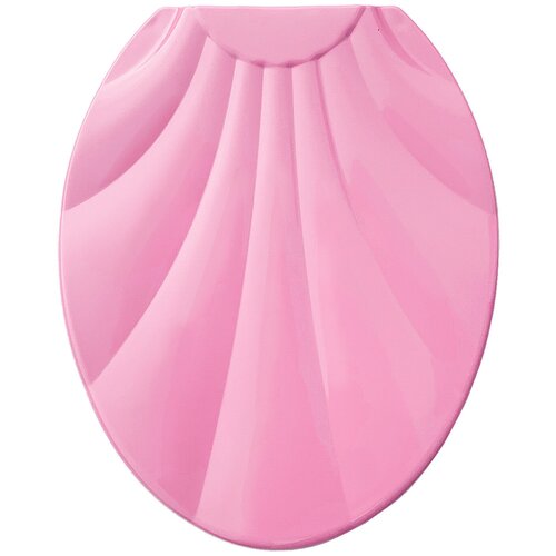 Сиденье (крышка) для унитаза Ракушка, 44,5x37 см., +комплект креплений, розовая