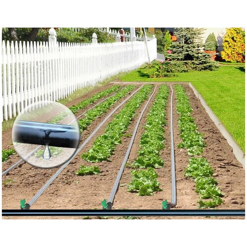 Щелевая капельная лента полив растений 50 метров Виола 8 Mils шаг 20 см