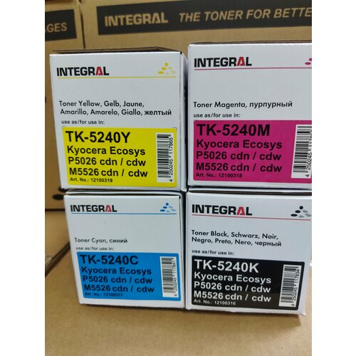 TK-5240 CYMK Комплект картриджей INTEGRAL для Kyocera M5526cdn/ M5526cdw/ P5026cdn/ P5026cdw тонер картридж print rite tfkaaemprj tk 5240m пурпурный 3000стр для kyocera ecosys m5526cdn m5526cdw p5026cdn p5026cdw