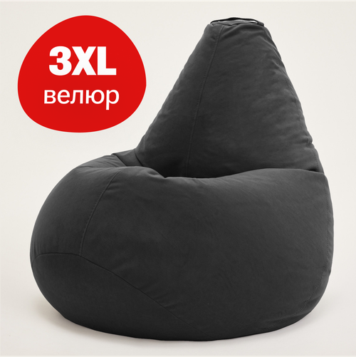 Bean Joy кресло-мешок Груша, размер ХXXL, мебельный велюр, черный