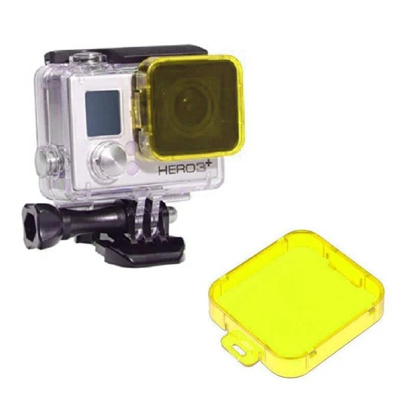 Подводный желтый фильтр на аквабокс экшен камеры GoPro HERO3