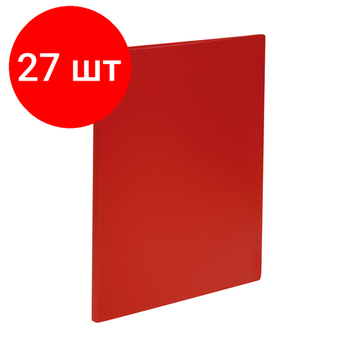 Комплект 27 шт, Папка с 30 вкладышами СТАММ А4, 17мм, 500мкм, пластик, красная папка файловая 30 вкладышей стамм а4 пластик 17мм 500мкм красная мм 32203