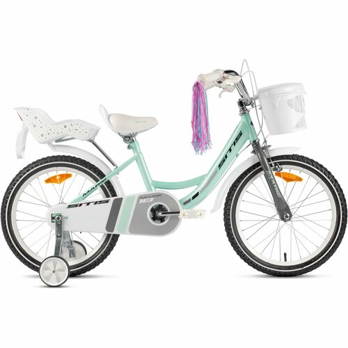 Велосипед Sitis Marie 18" (2024) детский для девочек, стальная рама с барабанными тормозами, 1 скорость, для роста 110-125 см, цвет Mint