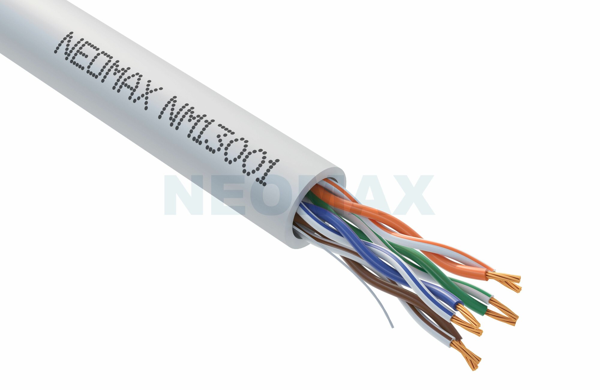 Кабель витая пара NEOMAX NM13001-125М-P U/UTP cat.5e 4 пары (125 м) 7/0.18 мм (24 AWG) гибкий многожильный, чистая медь, PVC jacket