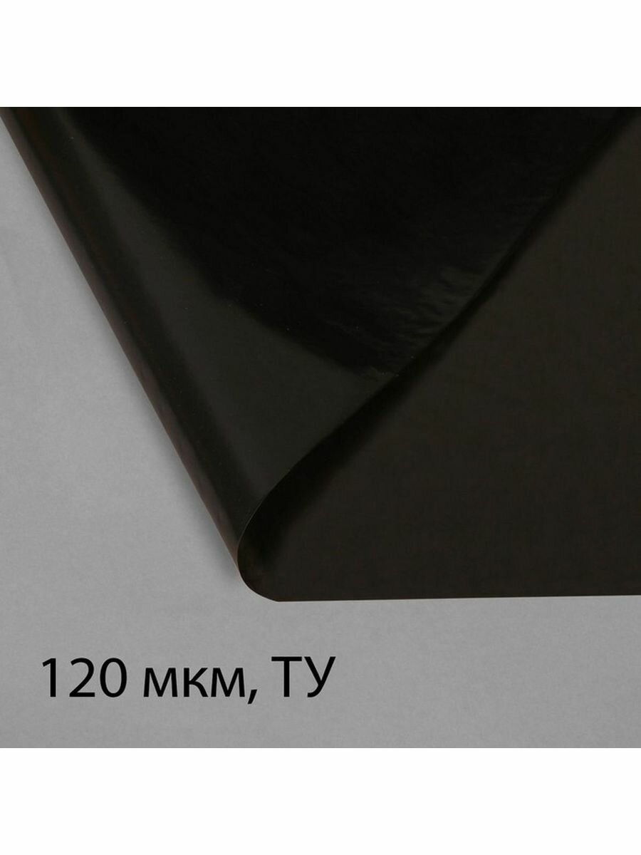 Плёнка полиэтиленовая, техническая, для мульчирования, толщина 120 мкм, 10 × 3 м, рукав (2 × 1,5 м), чёрная, 2 сорт, Эконом 50 %