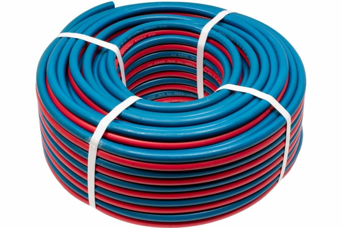 KRASS Рукав газовый спаренный I класс ? 6,3 мм ацетилен/пропан (красный) / III класс ? 6,3 мм кислород (синий, бухта 40м); 2931005SB