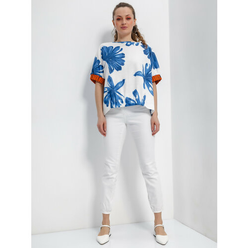 Блуза ARTWIZARD, размер 170-(88-92)-(96-100)/ M/ 44-46, синий, белый