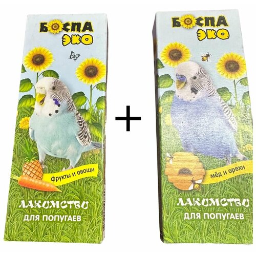 Лакомство боспа ЭКО для волнистых попугаев палочки с орехом1 шт палочки с фруктами и овощами1 шт шт 428₽
