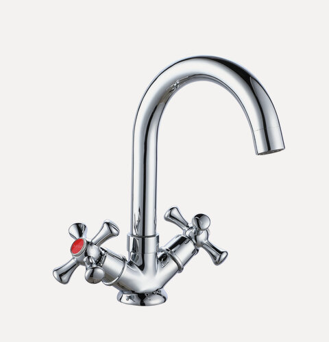 Изображение товара Смеситель для раковины двухзахватный латунный / гарантия 5 лет