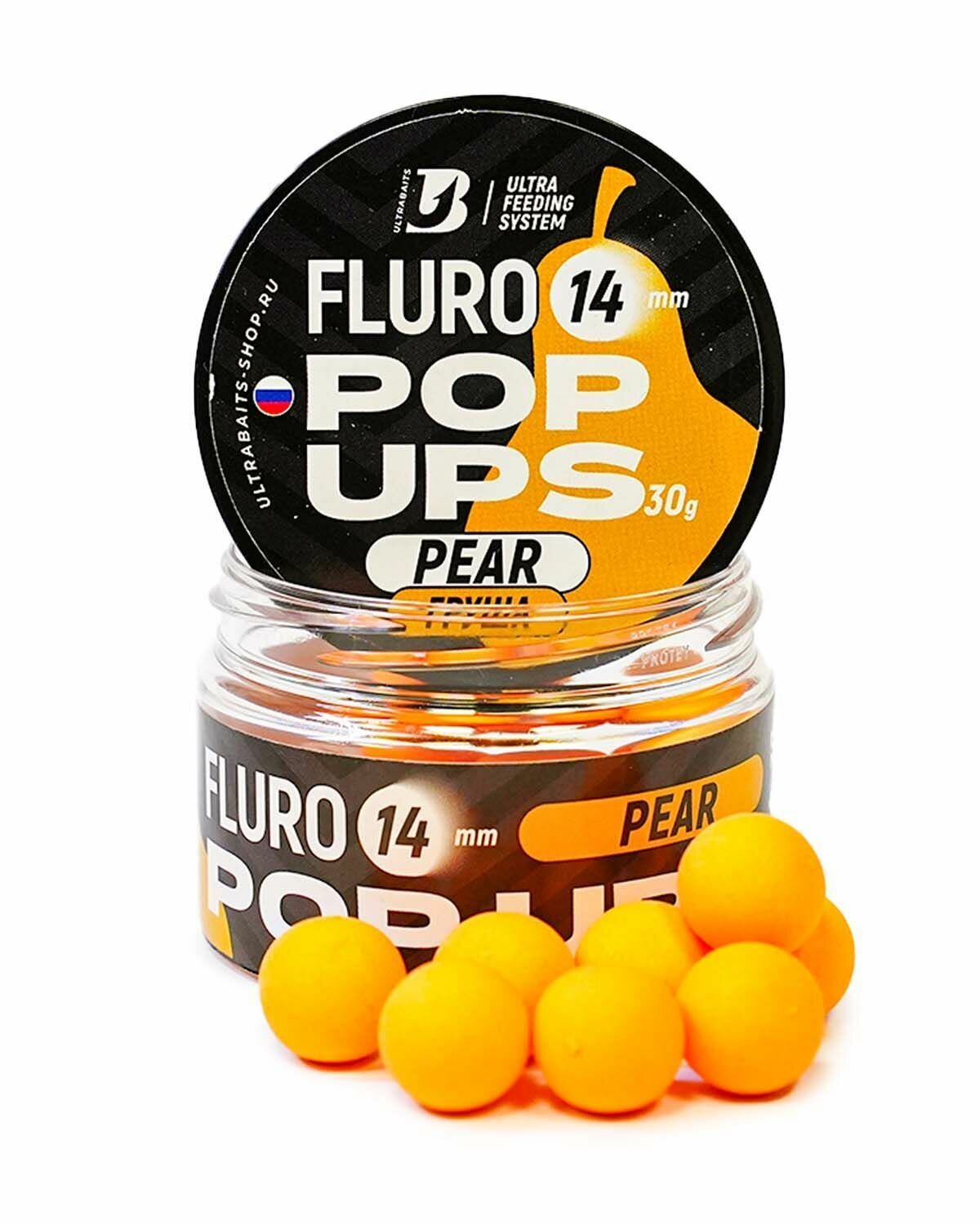 Плавающие бойлы UltraBaits Fluoro Pop-Ups груша дюшес 14mm 30gr