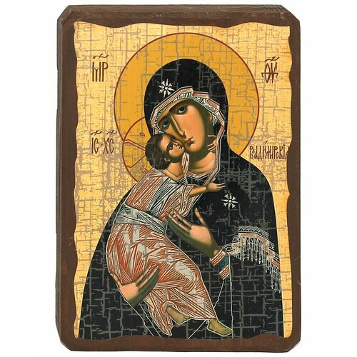 Икона под старину Божией Матери Владимирская, дерево (размер: 11,5х16,5 см).