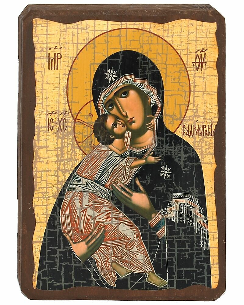 Икона под старину Божией Матери "Владимирская", дерево (размер: 11,5х16,5 см).