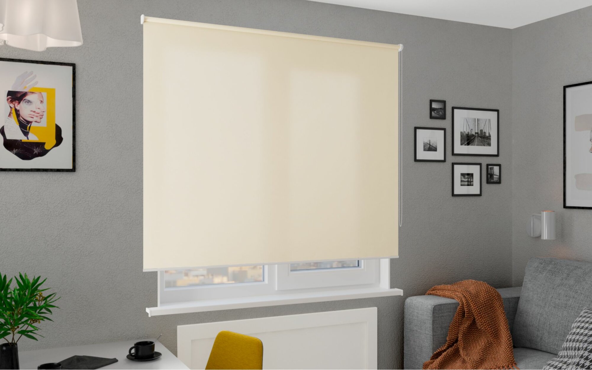 Рулонные шторы Альфа бежевый ширина 160см х высота 180см (затемнение 50%)